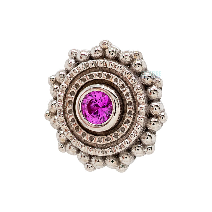 Round Afghan Threaded End in Gold with Hot Pink Sapphire