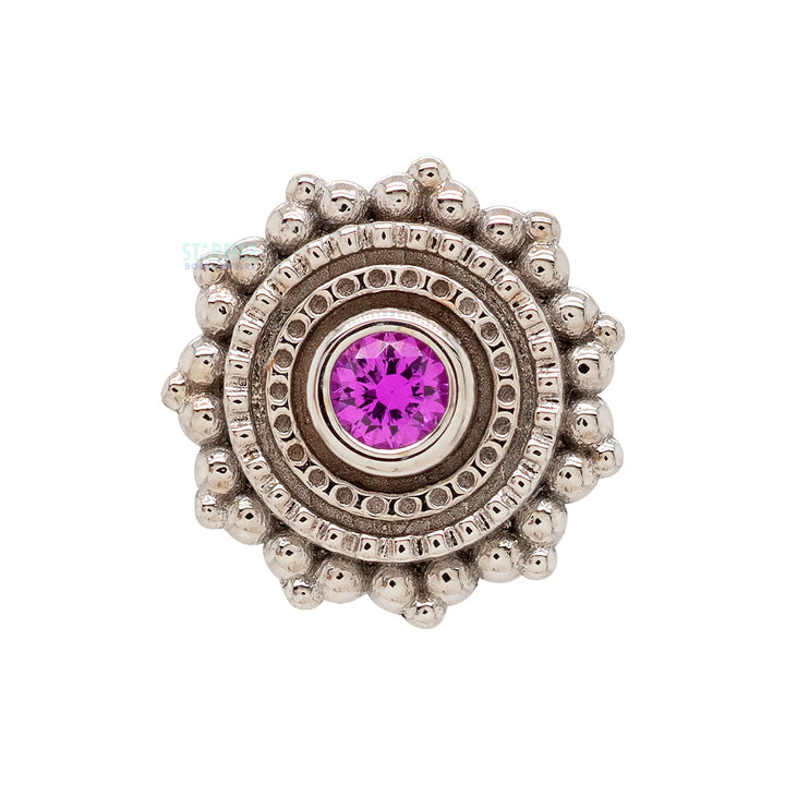 Round Afghan Threaded End in Gold with Hot Pink Sapphire