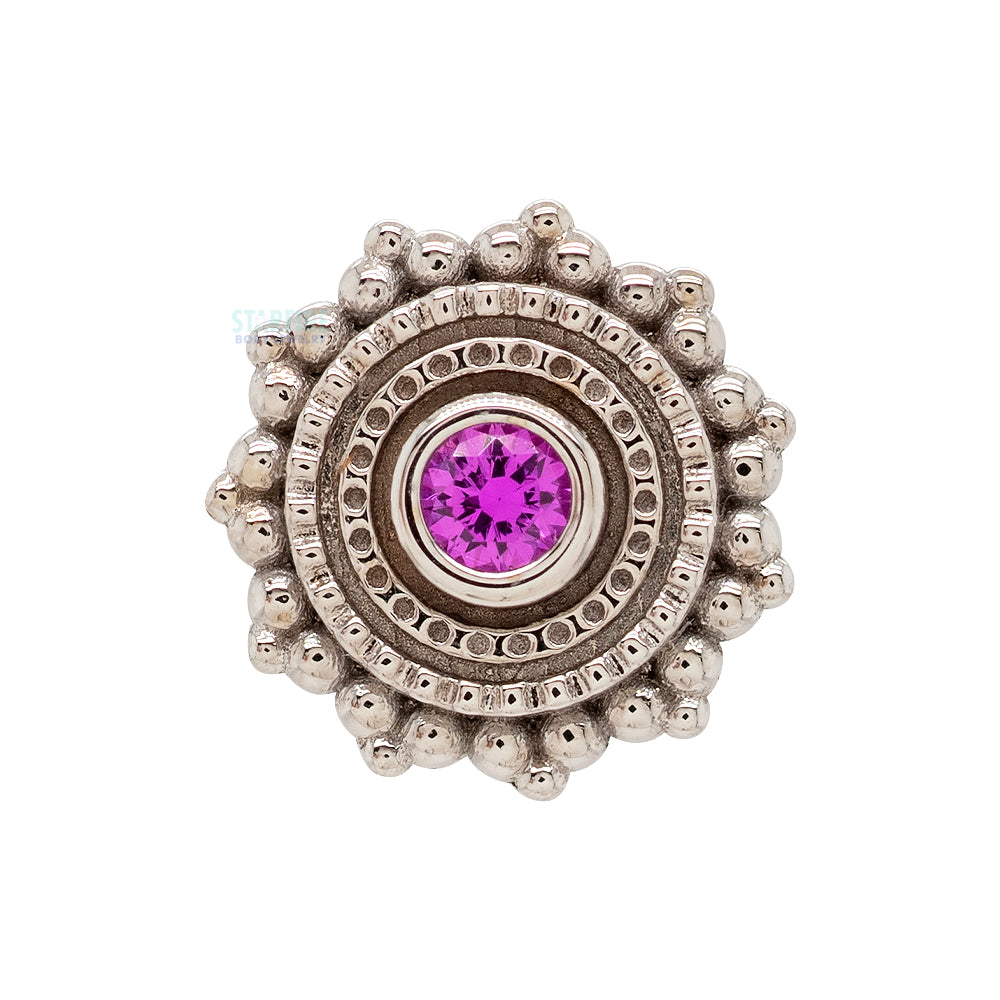 Round Afghan Threaded End in Gold with Hot Pink Sapphire