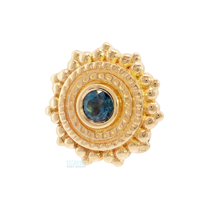 Round Afghan Threaded End in Gold & Platinum with London Blue Topaz