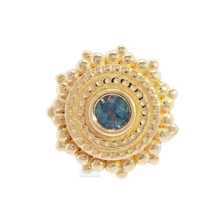 Round Afghan Threaded End in Gold & Platinum with London Blue Topaz