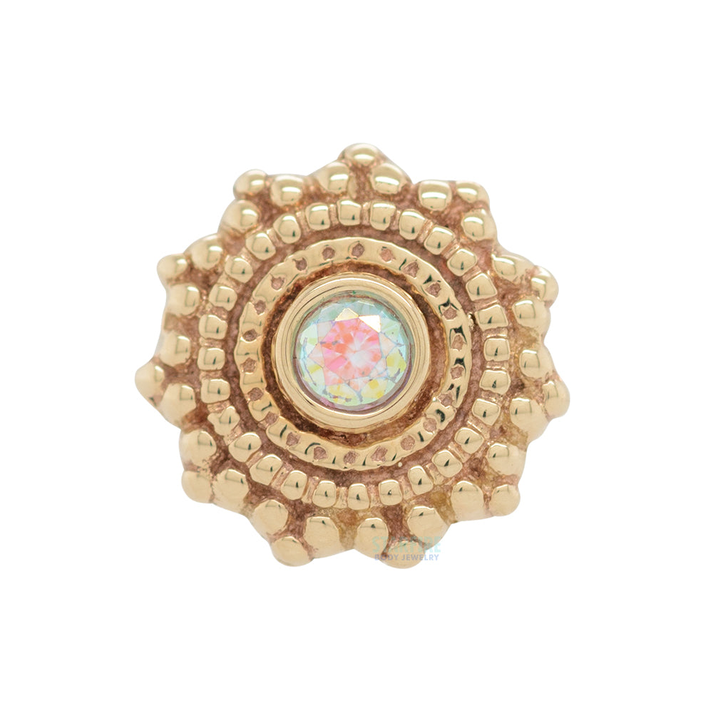 Round Afghan Threaded End in Gold with Mercury Mist Topaz