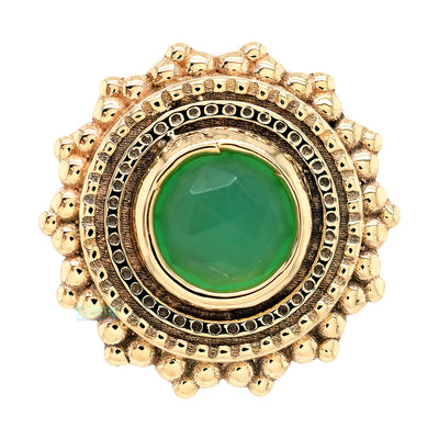 Round Afghan Threaded End in Gold with Rose Cut Chrysoprase