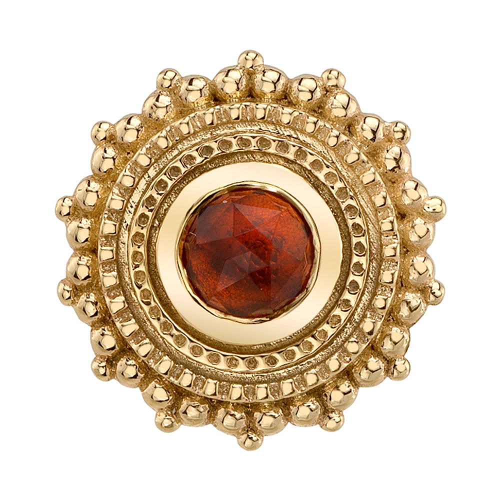 Round Afghan Threaded End in Gold with Rose Cut Madeira Citrine
