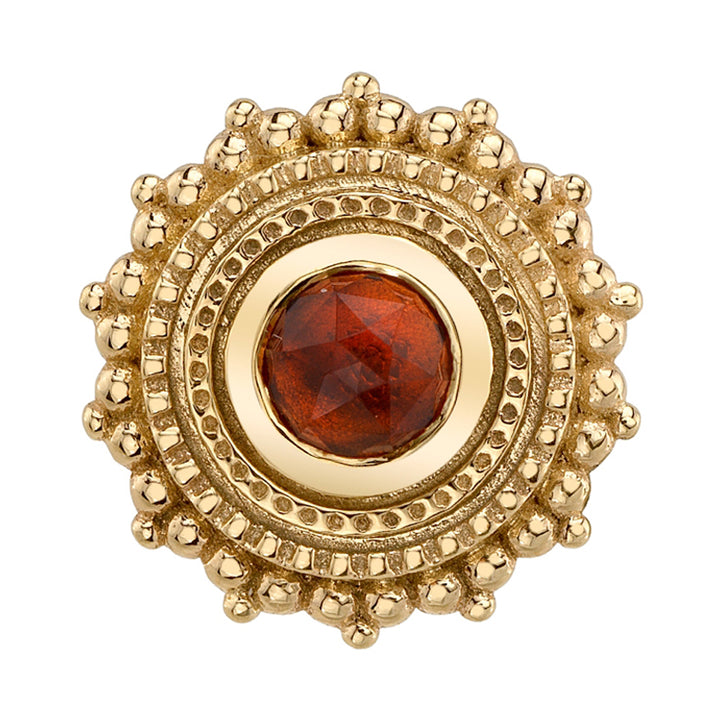 Round Afghan Threaded End in Gold with Rose Cut Madeira Citrine