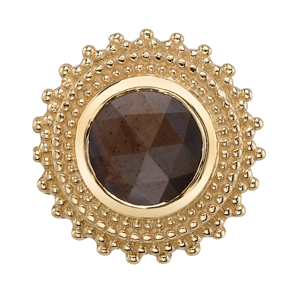 Round Afghan Threaded End in Gold with Rose Cut Rose Cut Zawadi Sapphire