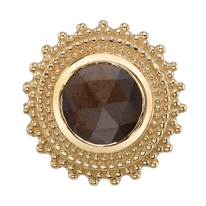 Round Afghan Threaded End in Gold with Rose Cut Rose Cut Zawadi Sapphire