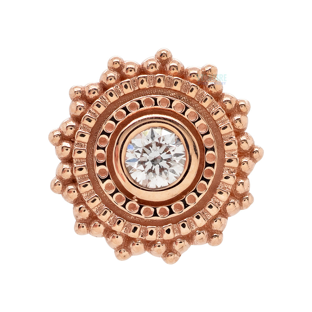 Round Afghan Threaded End in Gold with White DIAMOND