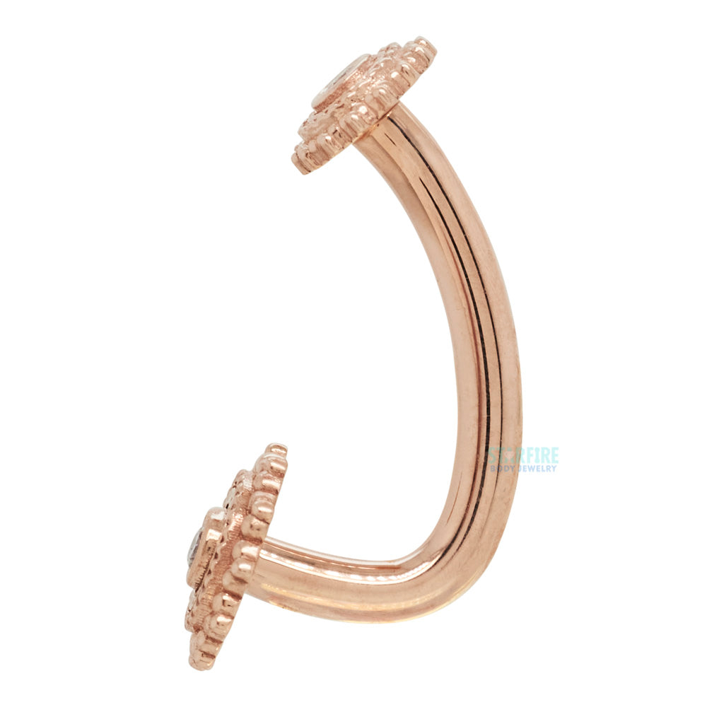 "Zoie" Round Afghan Navel J Curve in Gold & Platinum with DIAMONDS