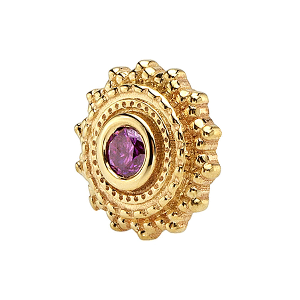 threadless: Round Afghan Pin in Gold & Platinum with Purple Diamond