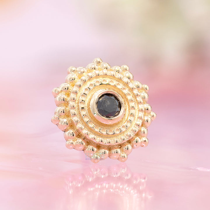 threadless: Round Afghan Pin in Gold with Black DIAMOND