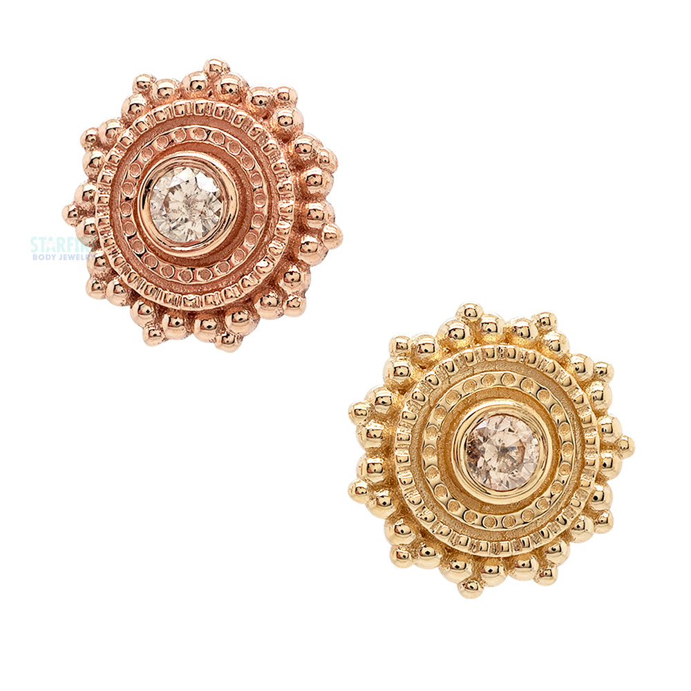 threadless: Round Afghan Pin in Gold with Champagne CZ