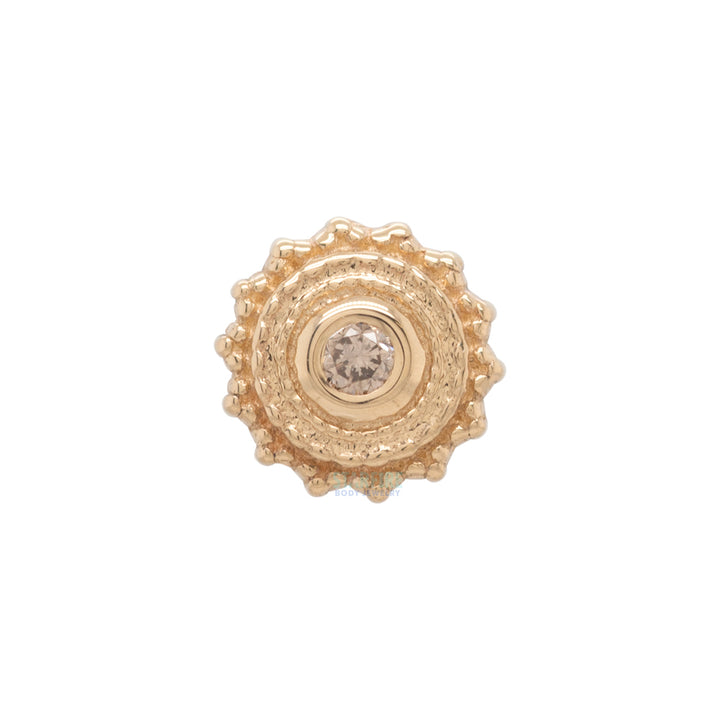 threadless: Round Afghan Pin in Gold with Champagne DIAMOND