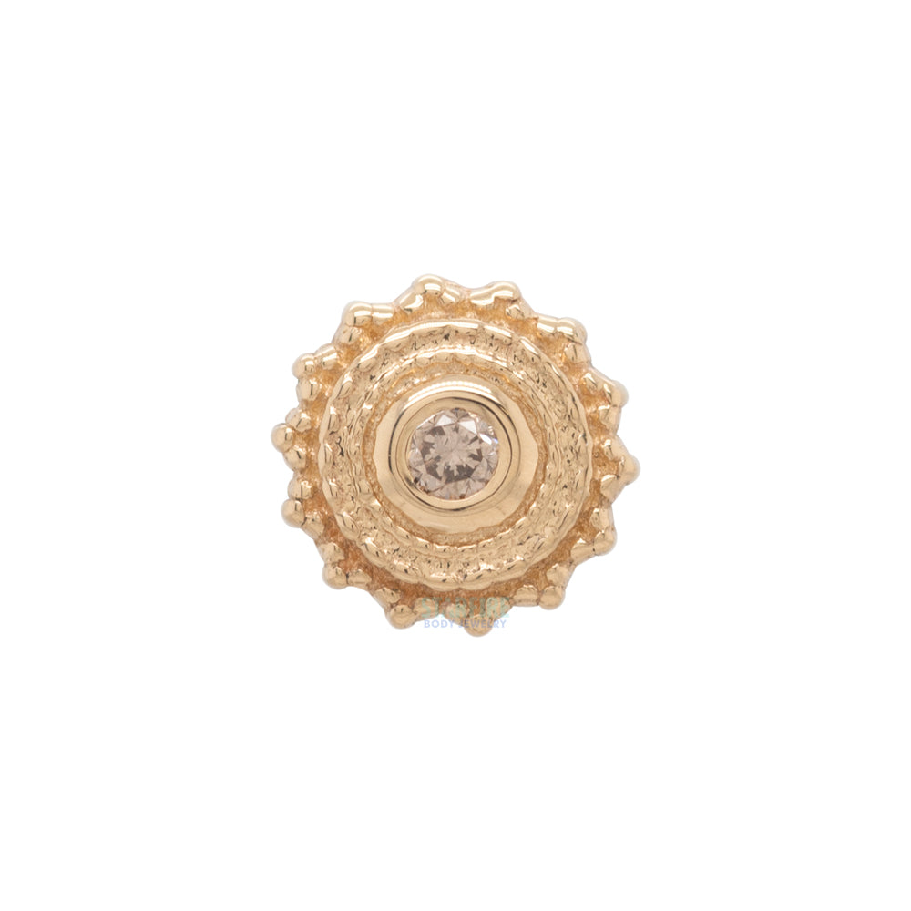 threadless: Round Afghan Pin in Gold with Champagne DIAMOND