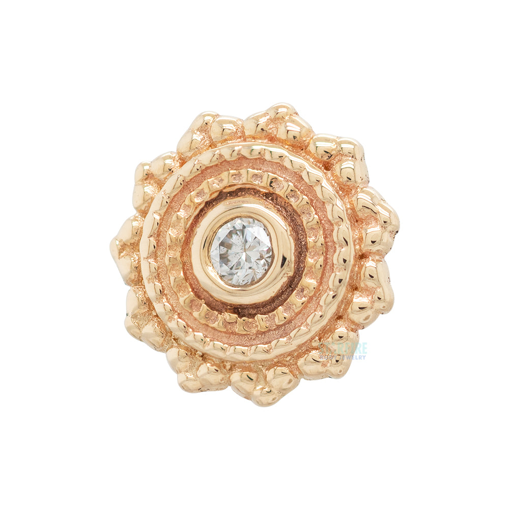 threadless: Round Afghan Pin in Gold with White DIAMOND