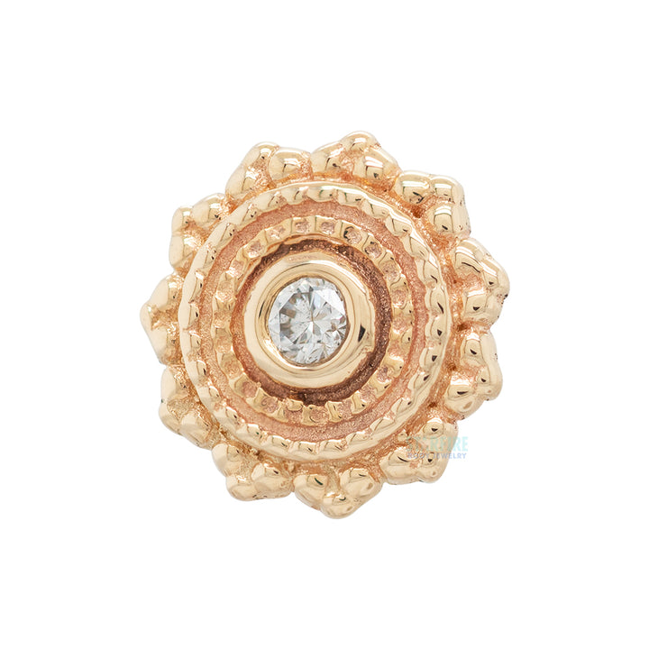 threadless: Round Afghan Pin in Gold with White DIAMOND