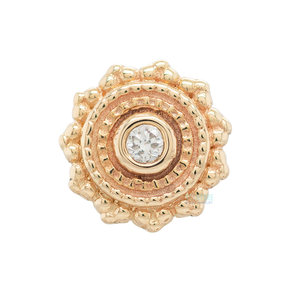 threadless: Round Afghan Pin in Gold with White DIAMOND