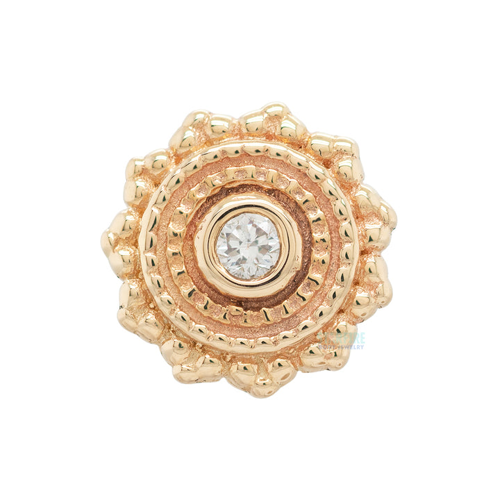 threadless: Round Afghan Pin in Gold with White DIAMOND