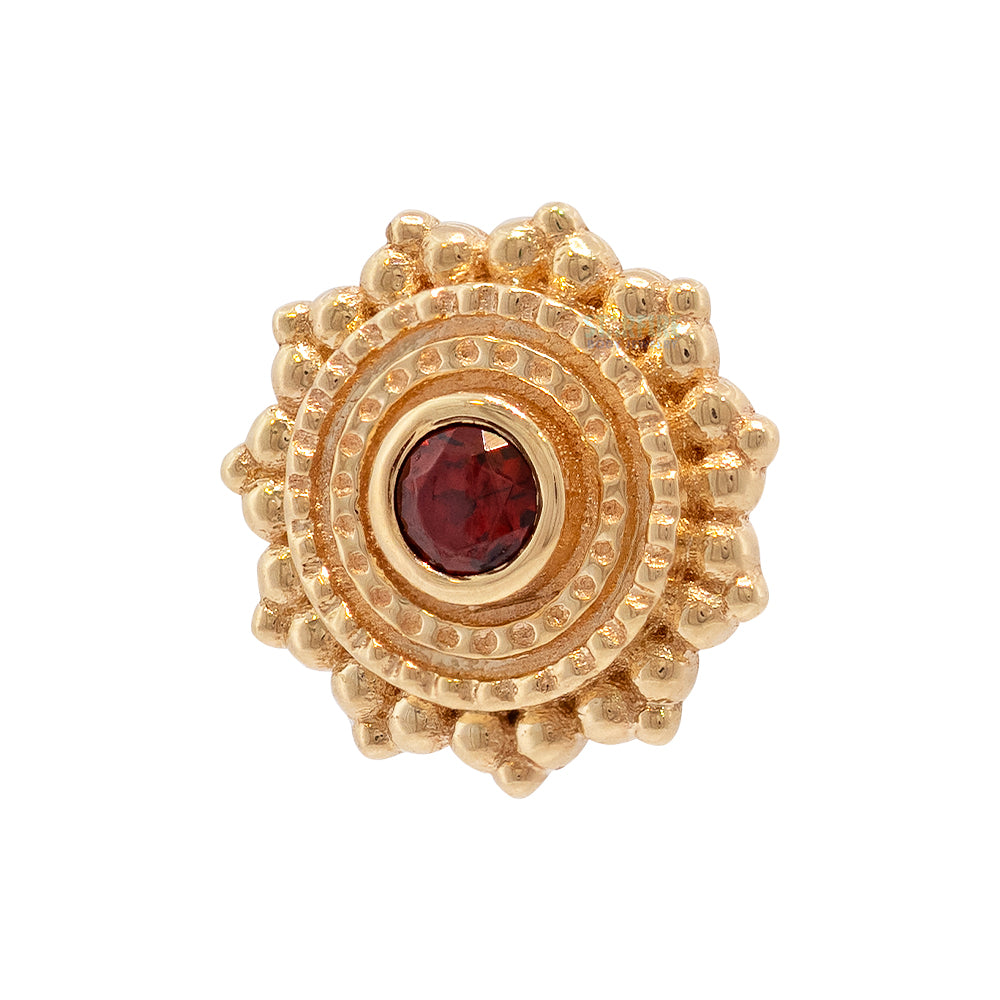 threadless: Round Afghan Pin in Gold with Garnet