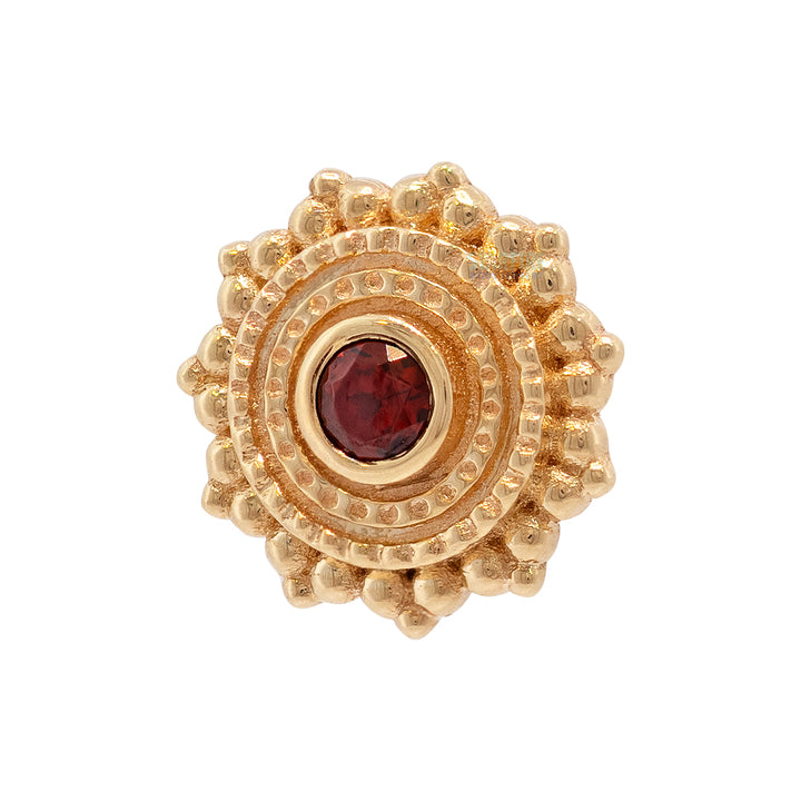 threadless: Round Afghan Pin in Gold with Garnet