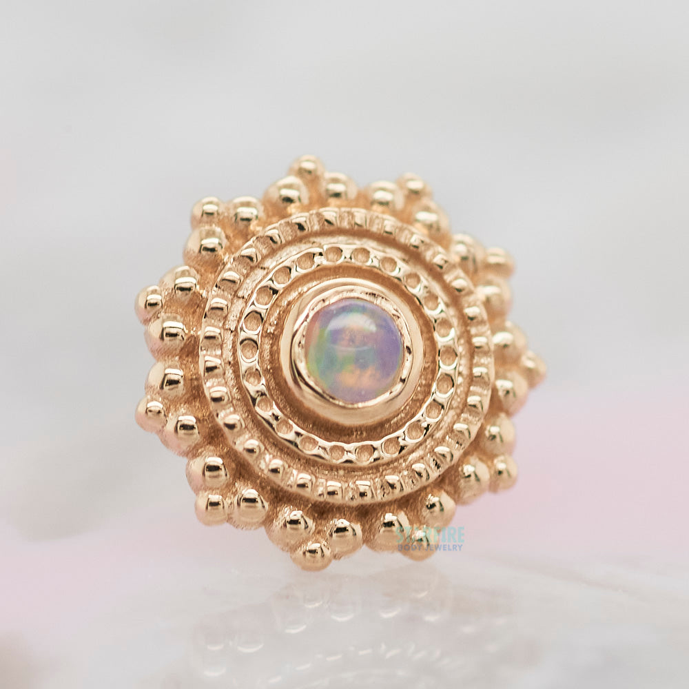 threadless: Round Afghan Pin in Gold with Genuine White Opal