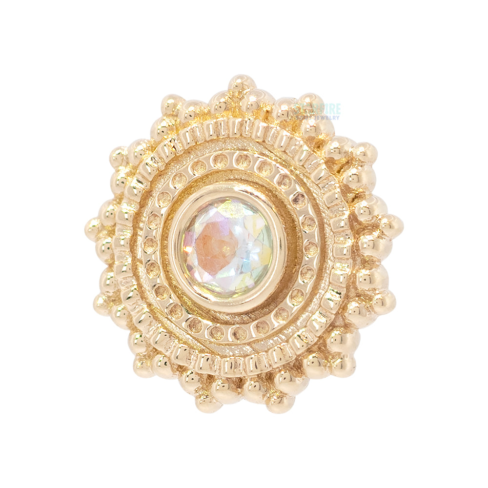 threadless: Round Afghan Pin in Gold with Mercury Mist Topaz