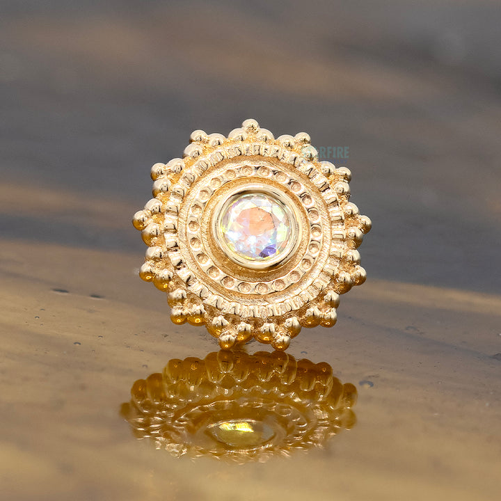 threadless: Round Afghan Pin in Gold with Mercury Mist Topaz