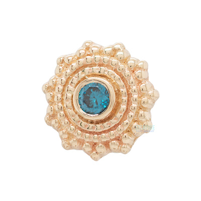 threadless: Round Afghan Pin in Gold with Ocean Blue Diamond