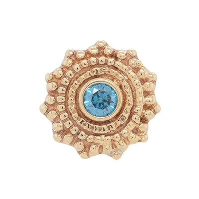 threadless: Round Afghan Pin in Gold with Ocean Blue Diamond