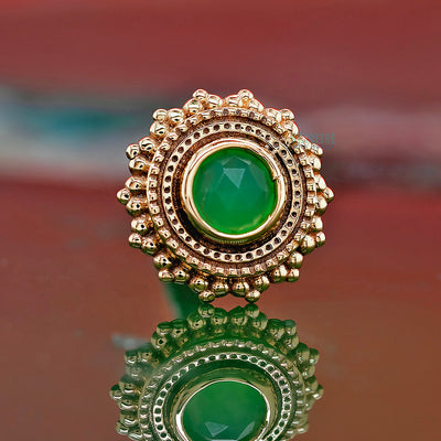 threadless: Round Afghan Pin in Gold with Rose Cut Chrysoprase