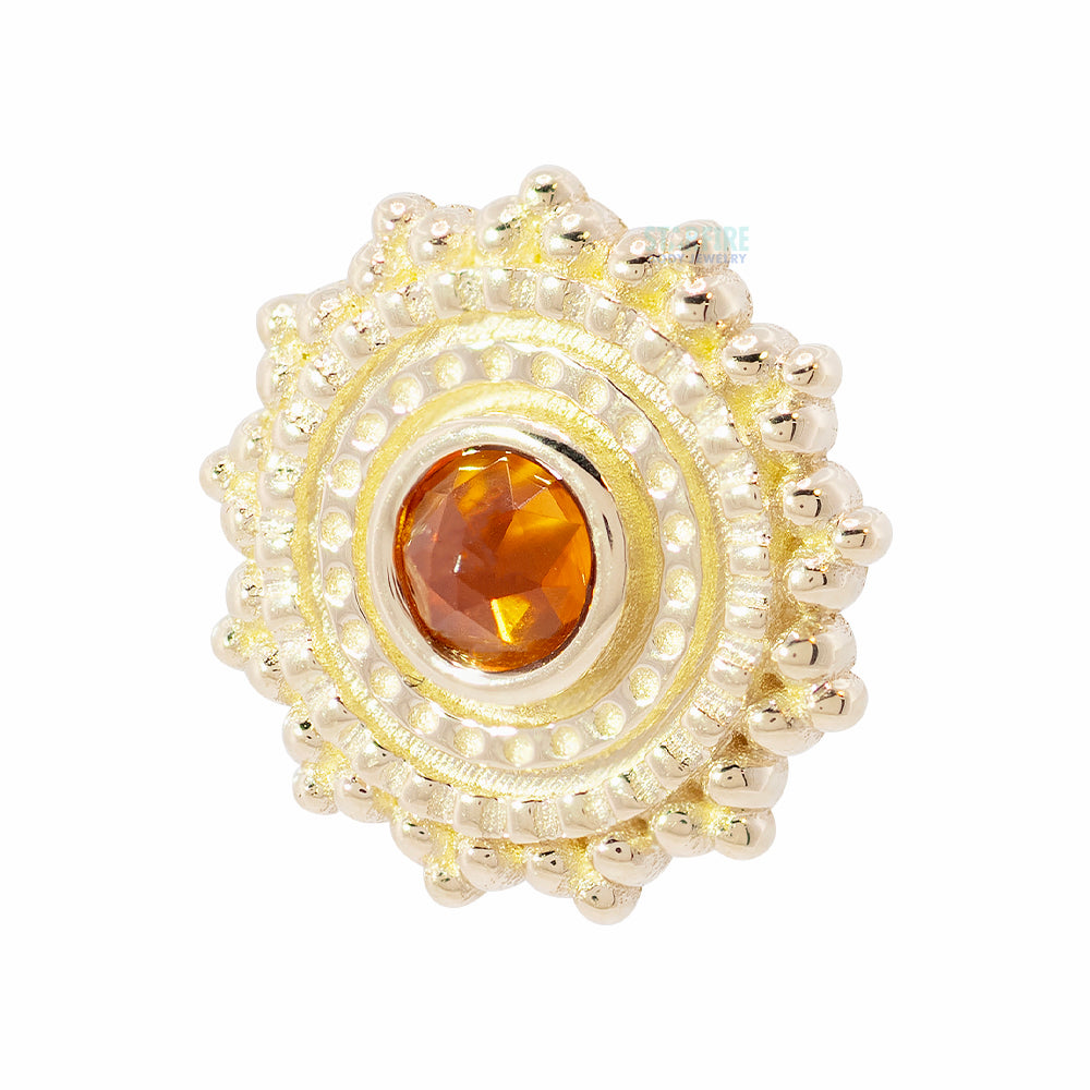 threadless: Round Afghan Pin in Gold with Rose Cut Madeira Citrine