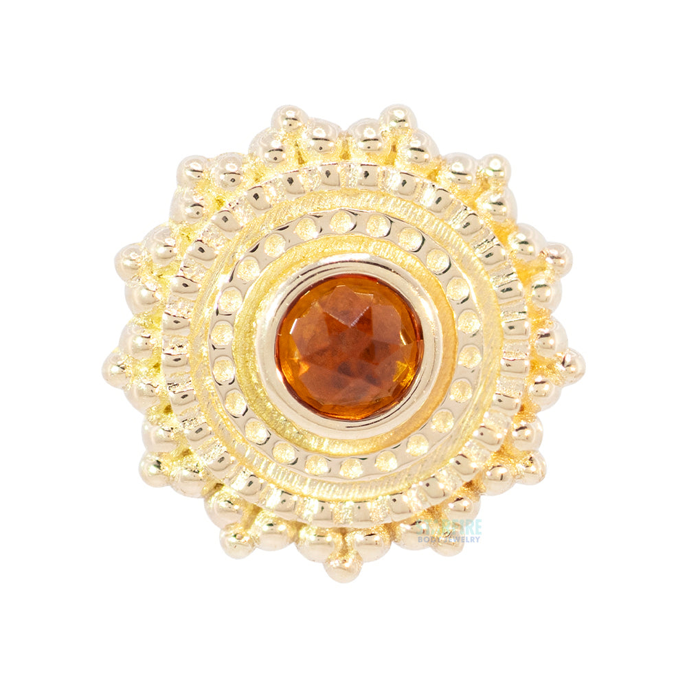 threadless: Round Afghan Pin in Gold with Rose Cut Madeira Citrine