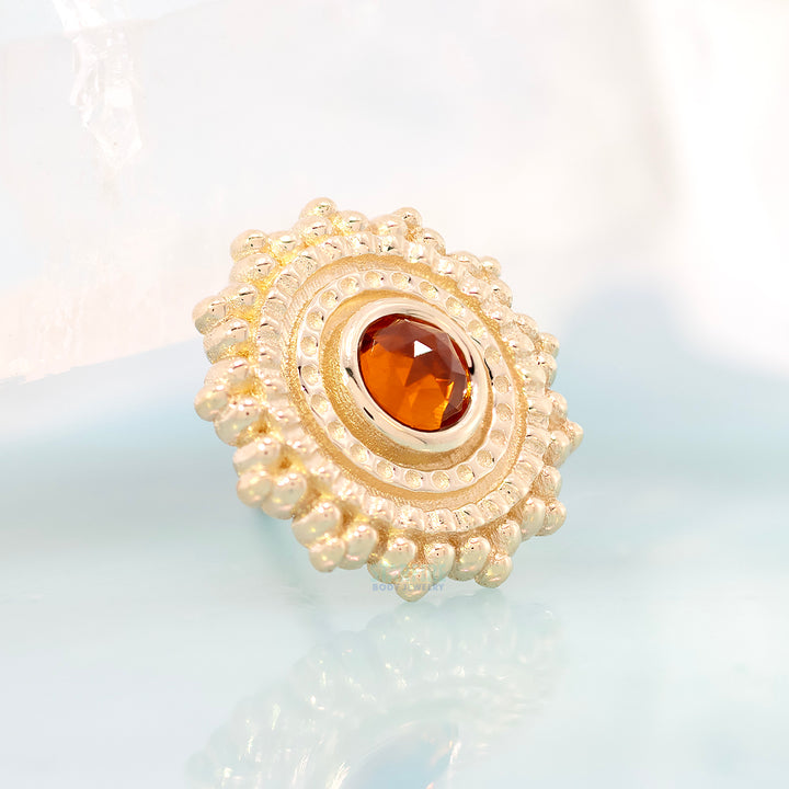 threadless: Round Afghan Pin in Gold with Rose Cut Madeira Citrine