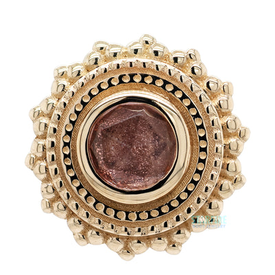 threadless: Round Afghan Pin in Gold with Rose Cut Oregon Sunstone