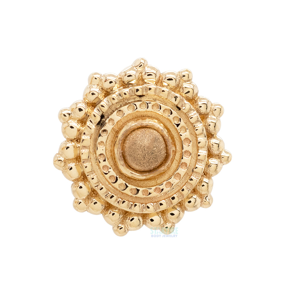 threadless: Round Afghan Pin in Gold & Platinum with Sandblasted Gold Bead