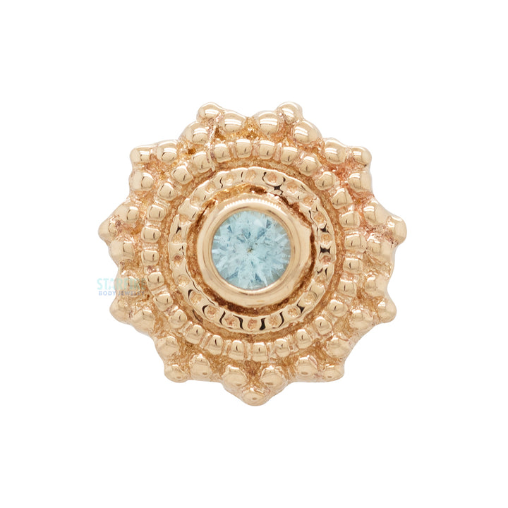 threadless: Round Afghan Pin in Gold with Swiss Blue Topaz
