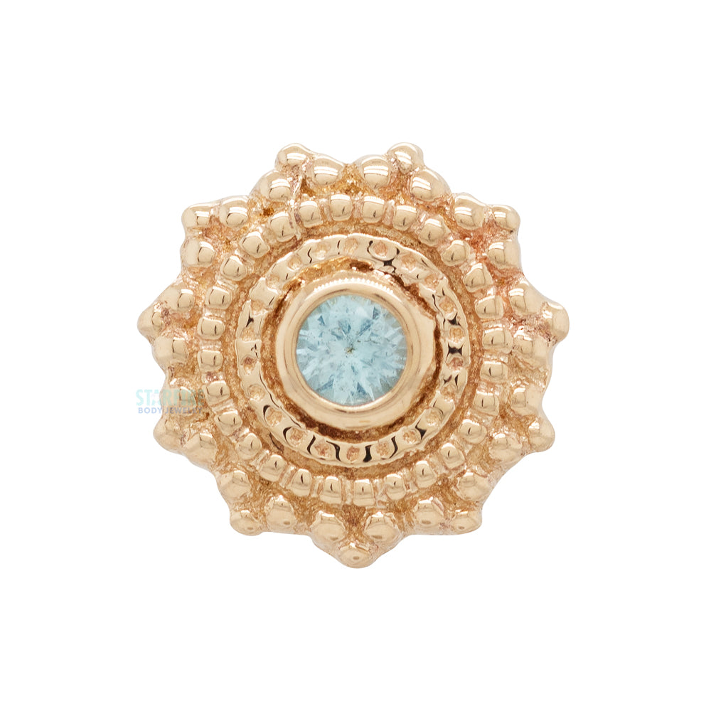 threadless: Round Afghan Pin in Gold with Swiss Blue Topaz