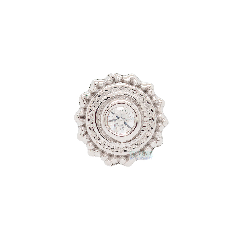 threadless: Round Afghan Pin in Gold with White CZ