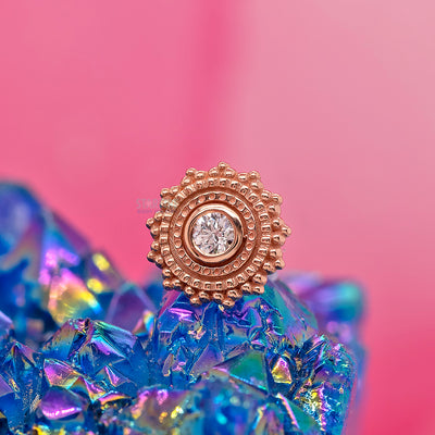 threadless: Round Afghan Pin in Gold with White DIAMOND