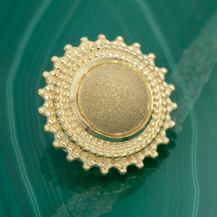 Round Afghan Threaded End in Gold & Platinum with Sandblasted Gold Bead