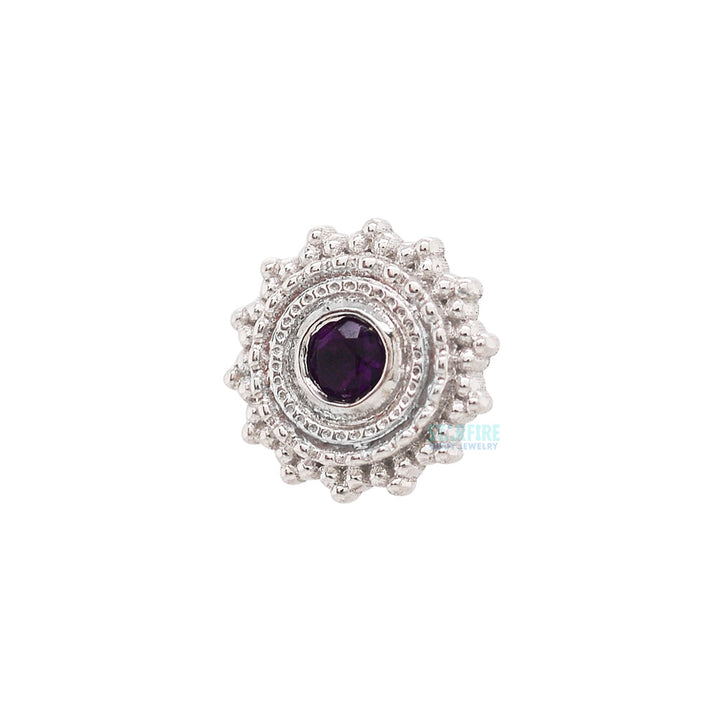 Round Afghan Threaded End in Gold with Amethyst