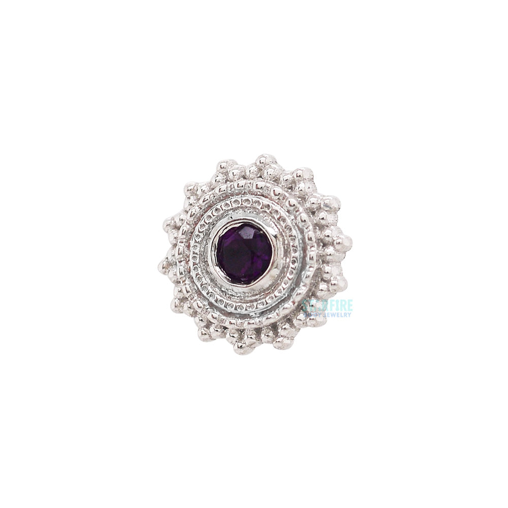 Round Afghan Threaded End in Gold with Amethyst