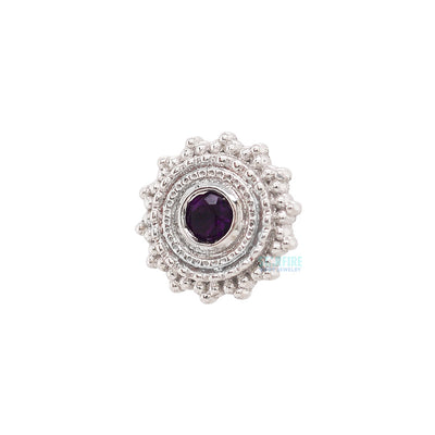 Round Afghan Threaded End in Gold with Amethyst