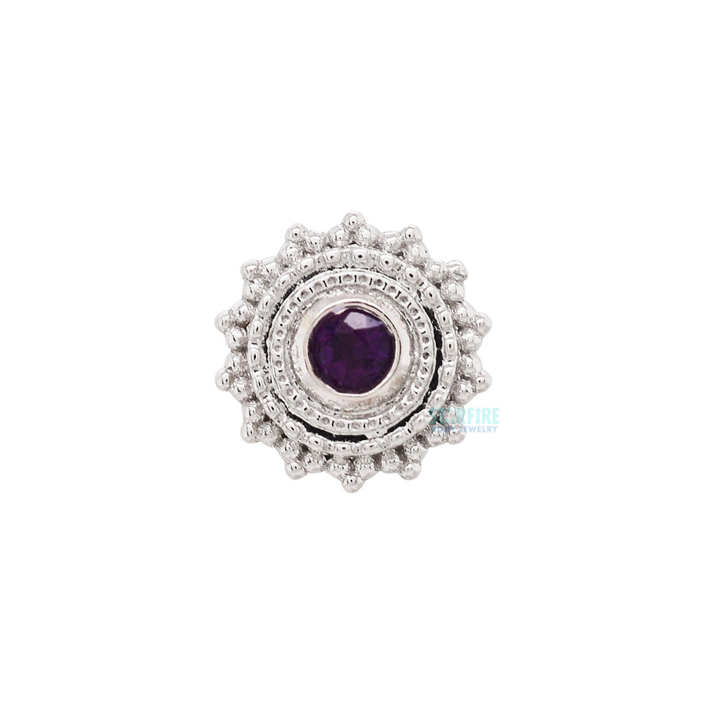 Round Afghan Threaded End in Gold with Amethyst