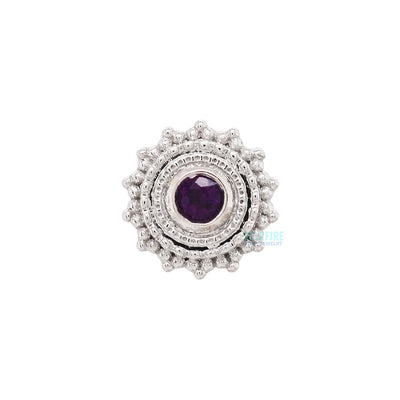 Round Afghan Threaded End in Gold with Amethyst