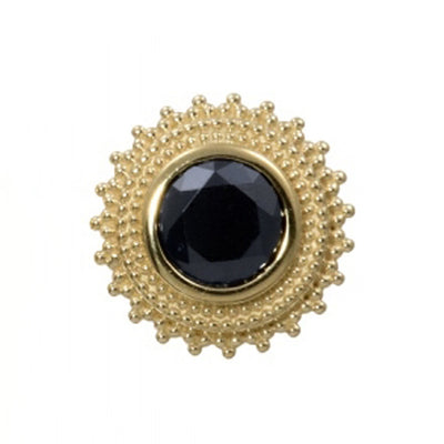 Round Afghan Threaded End in Gold with Faceted Onyx