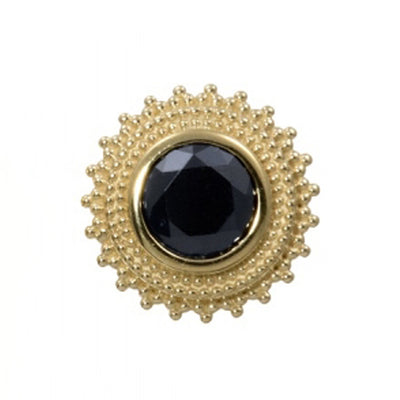 threadless: Round Afghan Pin in Gold with Faceted Onyx