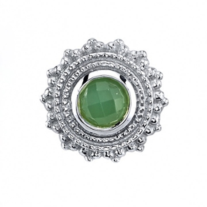 threadless: Round Afghan Pin in Gold with Rose Cut Chrysoprase