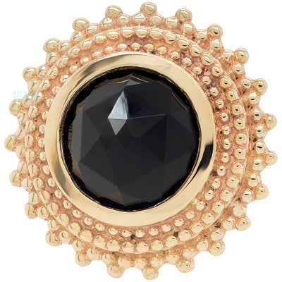 threadless: Round Afghan Pin in Gold with Rose Cut Onyx