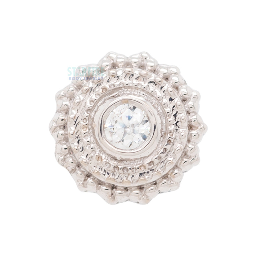 Round Afghan Threaded End in Gold with White CZ